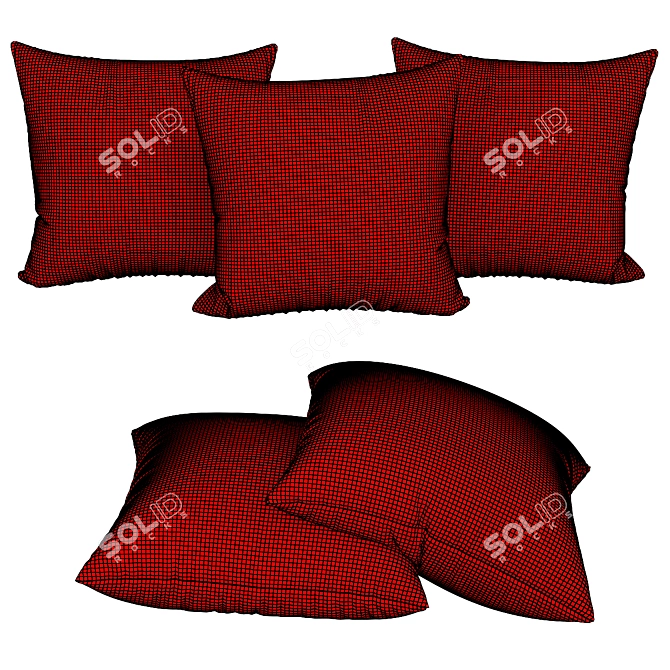 Elegant Embroidered Throw Pillows 3D model image 2