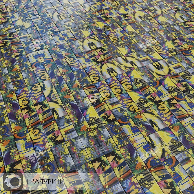 Graffiti Collection: Milano Ceramic Tiles 3D model image 2