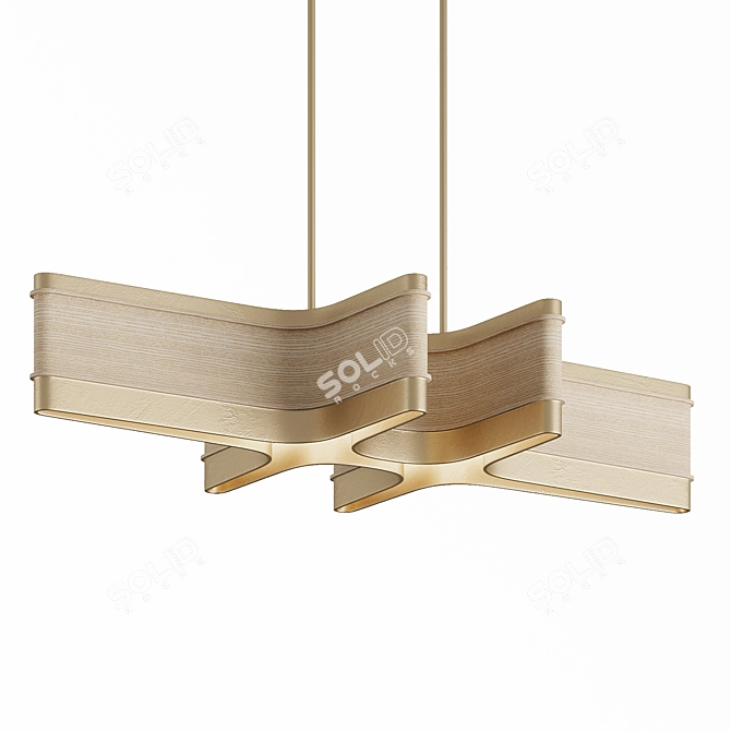 ASTRA - Elegant Brass and Ash Wood Pendant 3D model image 3