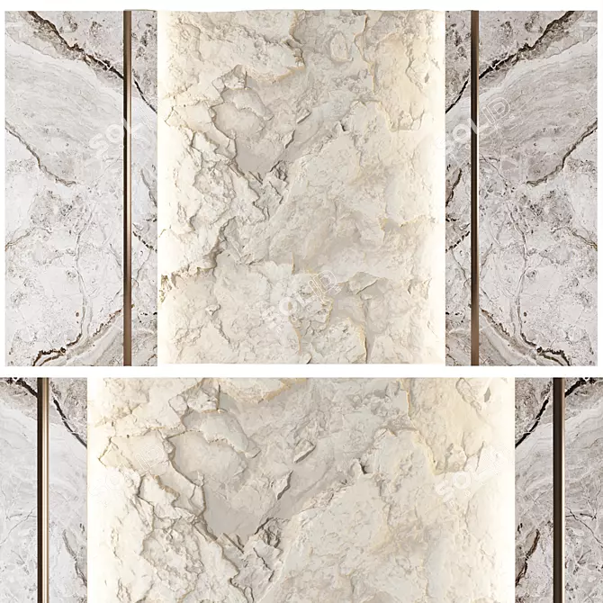 White Rock Wall Panel 3D model image 1