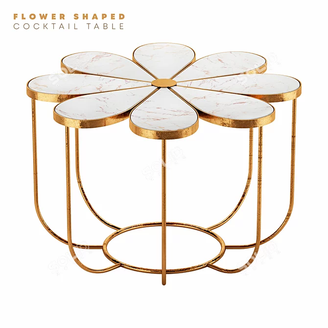 Elegance Blooms: Flower-Shaped Coffee Table 3D model image 1
