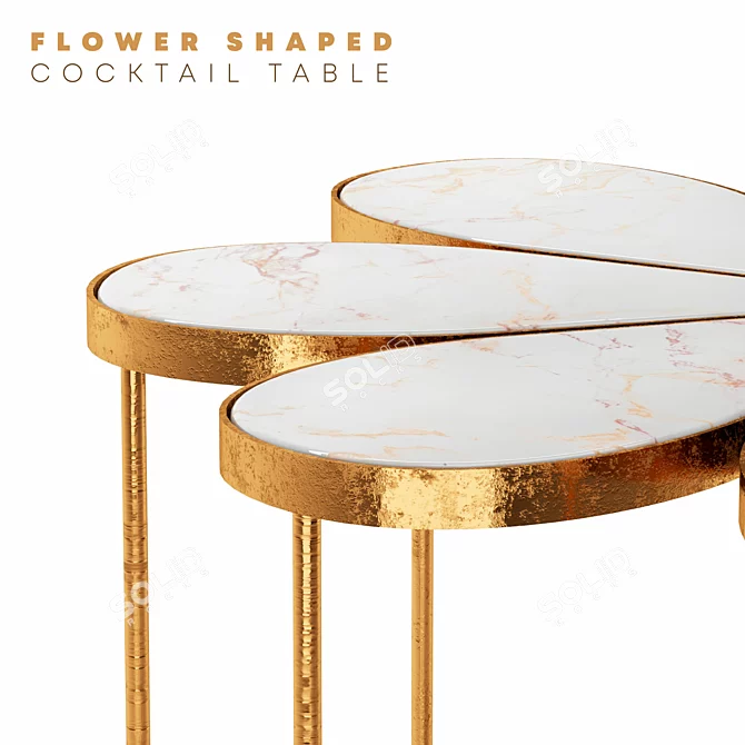 Elegance Blooms: Flower-Shaped Coffee Table 3D model image 2