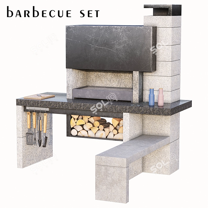 Marble Granulate BBQ Grill 3D model image 3