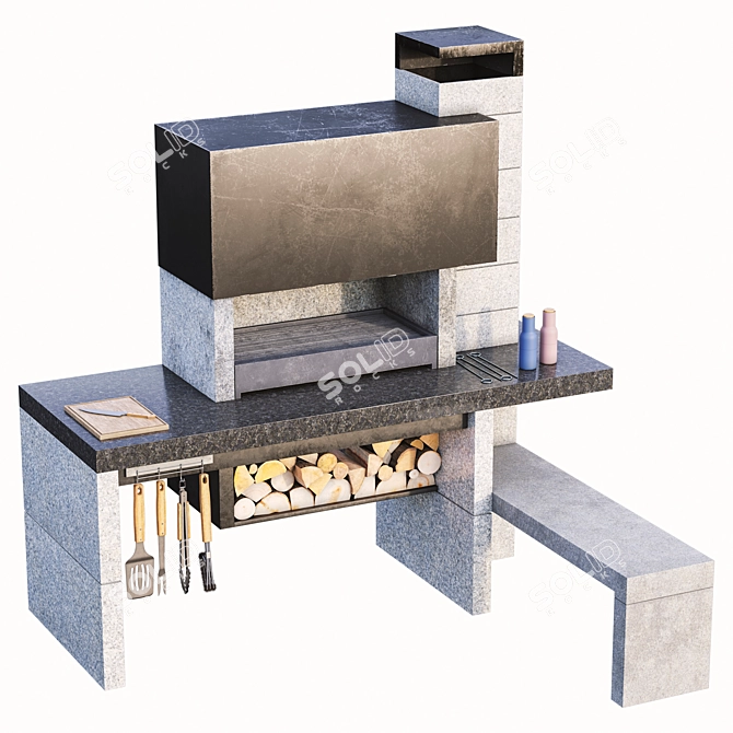 Marble Granulate BBQ Grill 3D model image 4