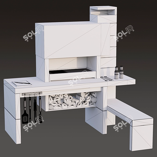 Marble Granulate BBQ Grill 3D model image 2