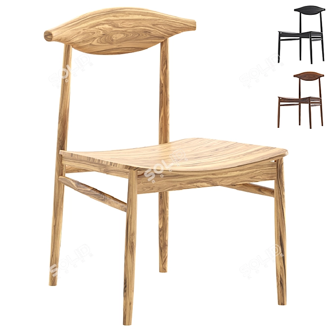 Scandi Mango Wood Dining Chairs 3D model image 1