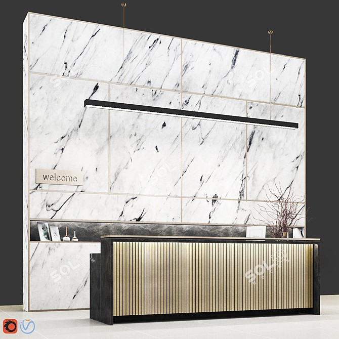 Modern Reception Desk Design 3D model image 8