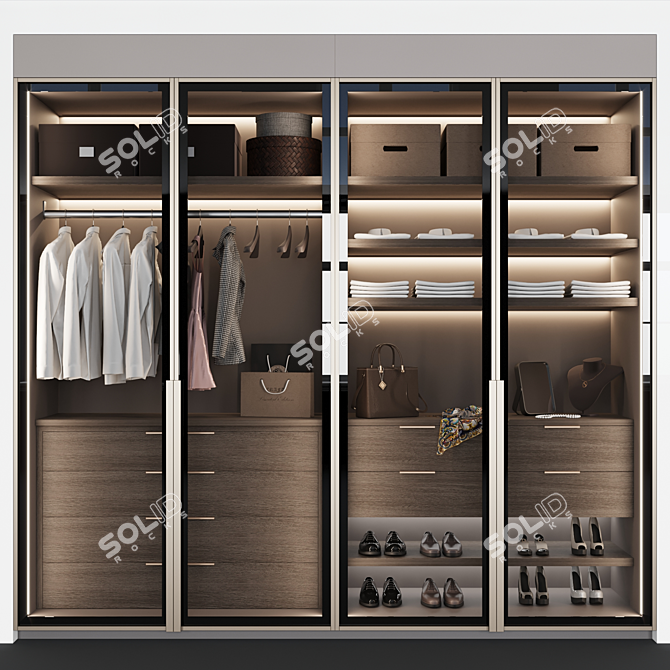 Multipurpose Wardrobe with Customizable Interior 3D model image 2