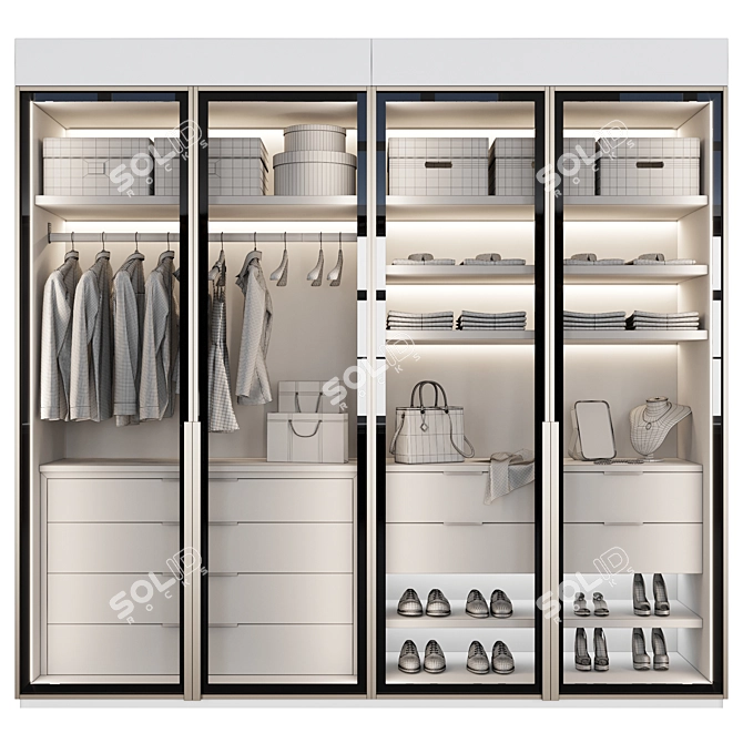 Multipurpose Wardrobe with Customizable Interior 3D model image 3