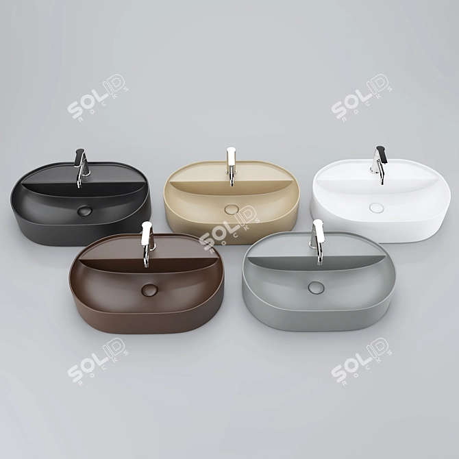 Modern Matte Ceramic Sink 3D model image 1