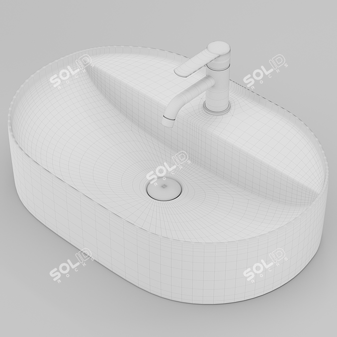 Modern Matte Ceramic Sink 3D model image 4