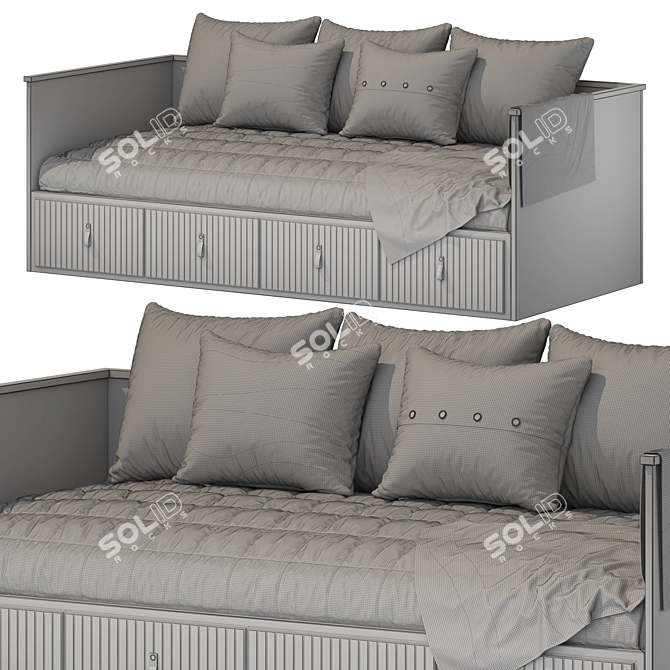  Stylish Dual-Color Bed [90x200 cm] 3D model image 5