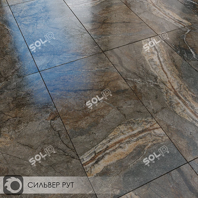 Silver Stone Floor Tiles 3D model image 2