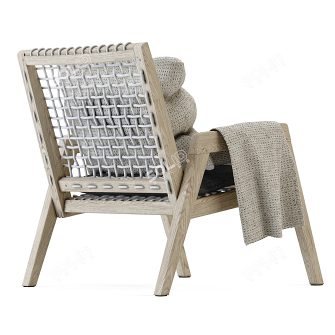 Rustic Teaka Lounge Chair 3D model image 2