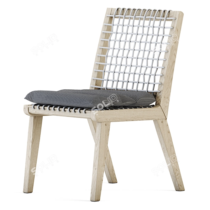 Rustic Teaka Chair: Solid Wood, Outdoor/Indoor, Cushioned 3D model image 1