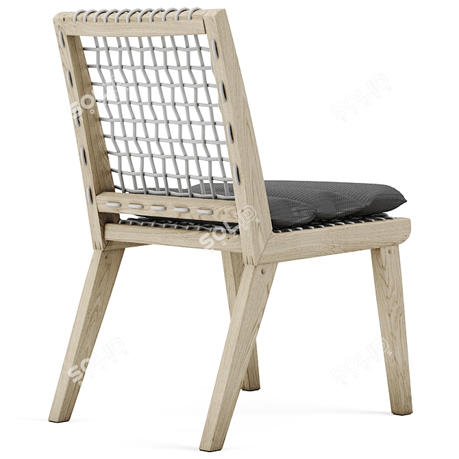 Rustic Teaka Chair: Solid Wood, Outdoor/Indoor, Cushioned 3D model image 2