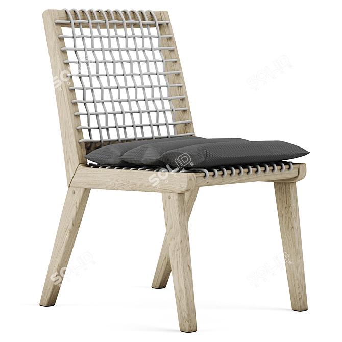 Rustic Teaka Chair: Solid Wood, Outdoor/Indoor, Cushioned 3D model image 3