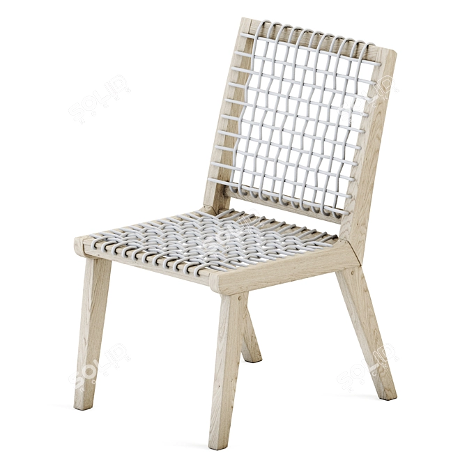 Rustic Teaka Chair: Solid Wood, Outdoor/Indoor, Cushioned 3D model image 4