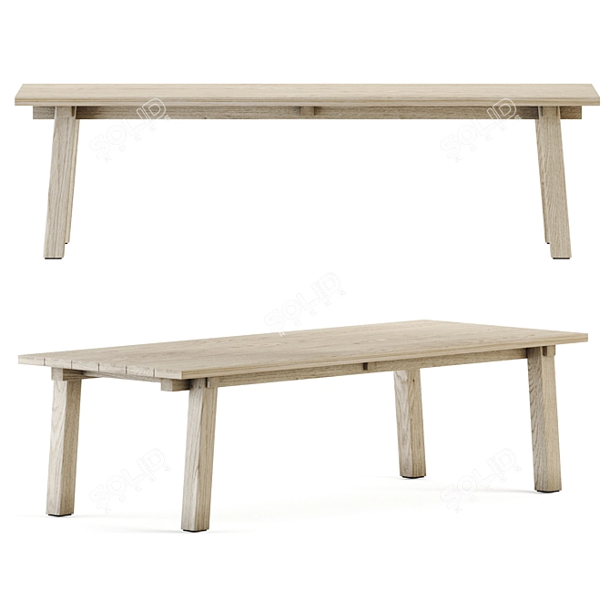 Rustic Teaka Table - Authentic Solid Wood Design for Indoor & Outdoor Spaces 3D model image 1
