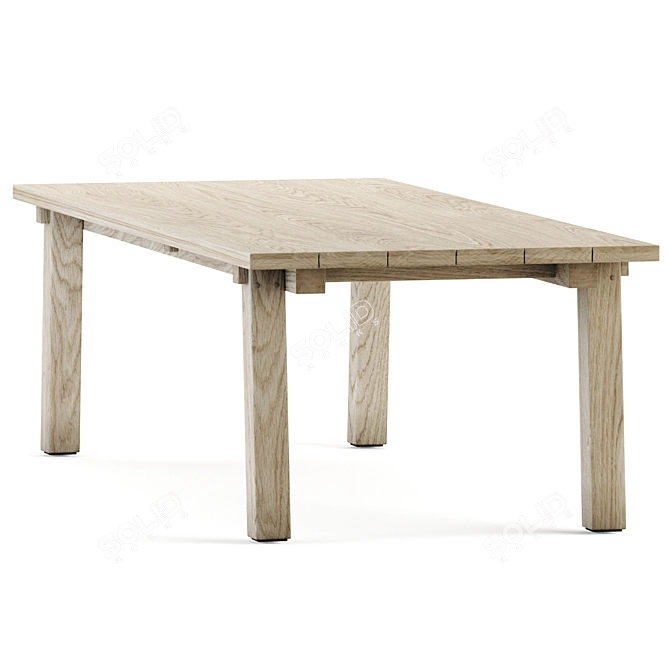 Rustic Teaka Table - Authentic Solid Wood Design for Indoor & Outdoor Spaces 3D model image 2