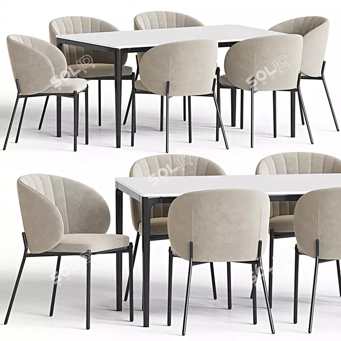 Modern Dining Set 98: Stylish and Functional 3D model image 1