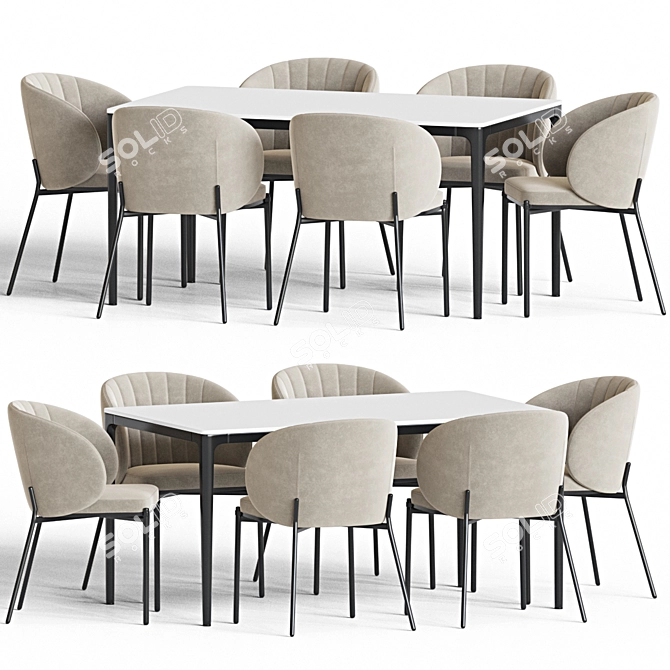 Modern Dining Set 98: Stylish and Functional 3D model image 2