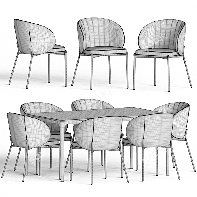 Modern Dining Set 98: Stylish and Functional 3D model image 5