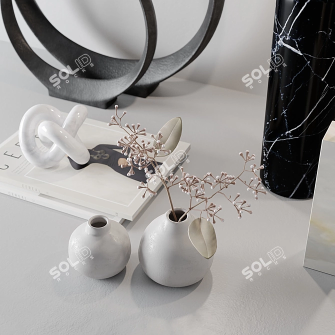 Modern Decor Set: Lamp, Sculptures & Candleholder 3D model image 2