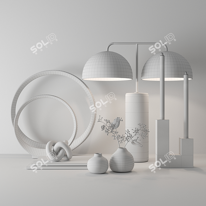 Modern Decor Set: Lamp, Sculptures & Candleholder 3D model image 3
