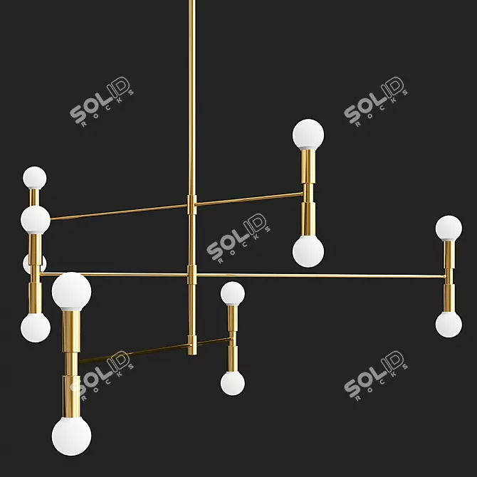 Modern Brass Atomium Pendant 3D model image 1