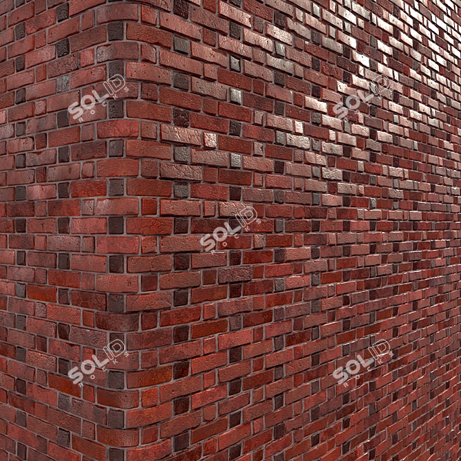 Seamless Brick Wall PBR Material 3D model image 3