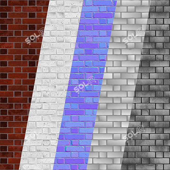 Seamless Brick Wall PBR Material 3D model image 4