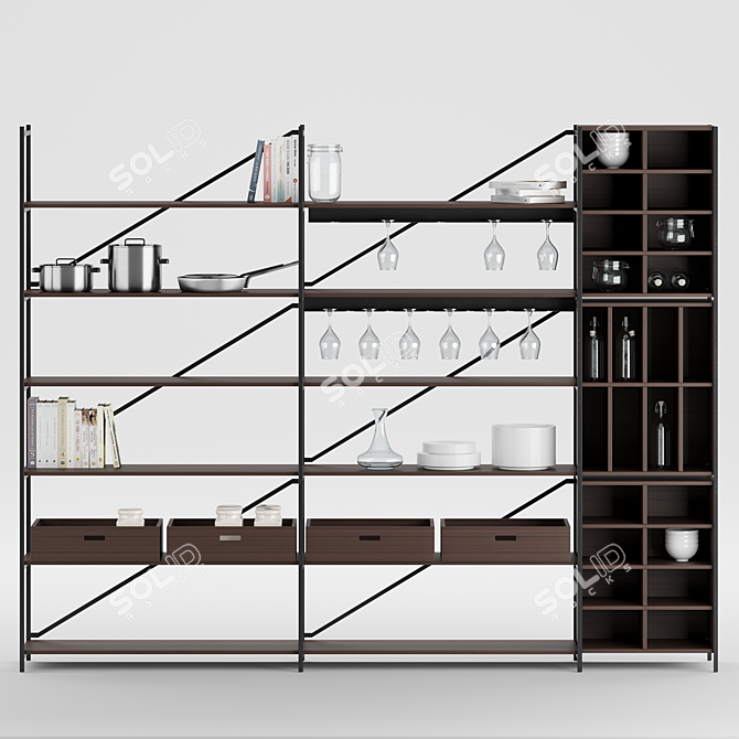 Modular Kitchen Rack System 3D model image 1