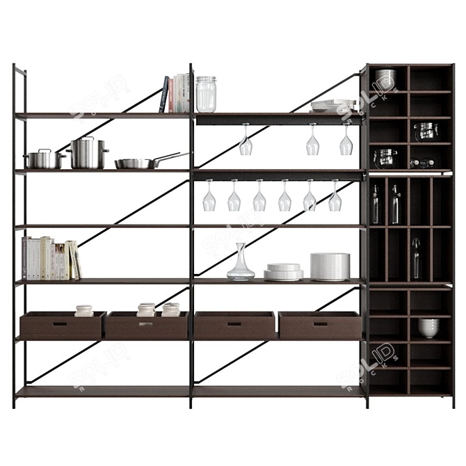 Modular Kitchen Rack System 3D model image 3