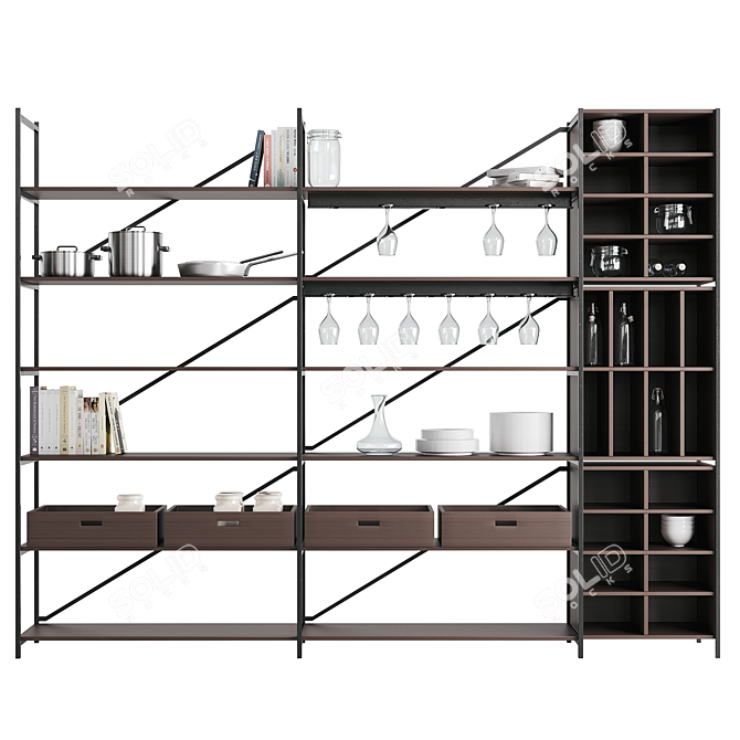 Modular Kitchen Rack System 3D model image 5