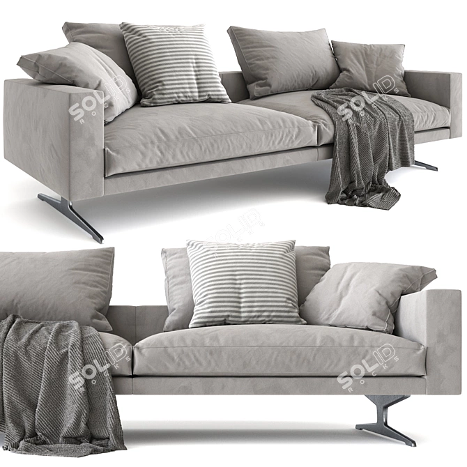 Flexform Campiello Modern Leather Sofa 3D model image 1