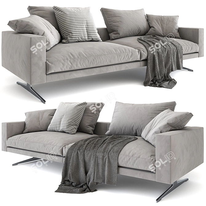 Flexform Campiello Modern Leather Sofa 3D model image 2