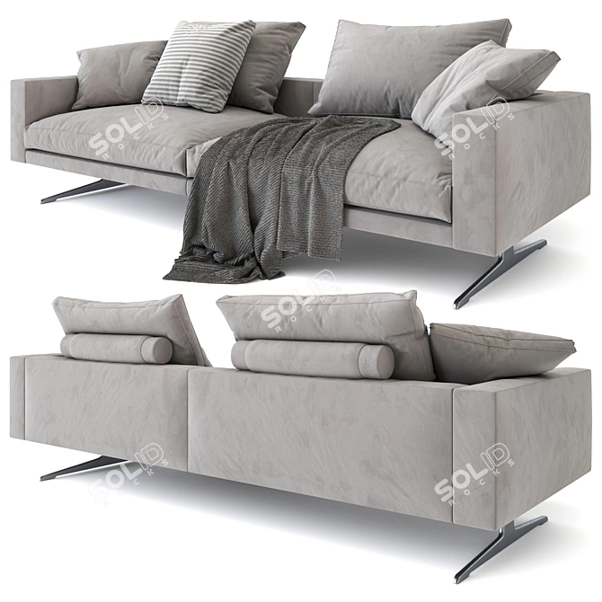 Flexform Campiello Modern Leather Sofa 3D model image 3