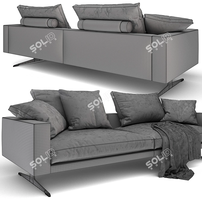 Flexform Campiello Modern Leather Sofa 3D model image 4