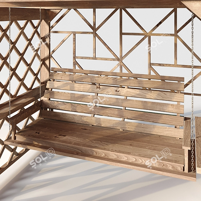 Luxury Wooden Swing Pergola 3D model image 3