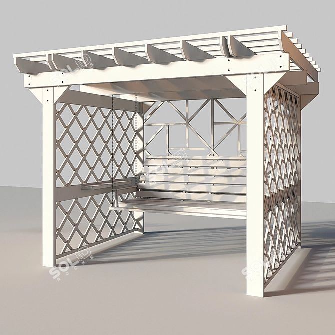 Luxury Wooden Swing Pergola 3D model image 4