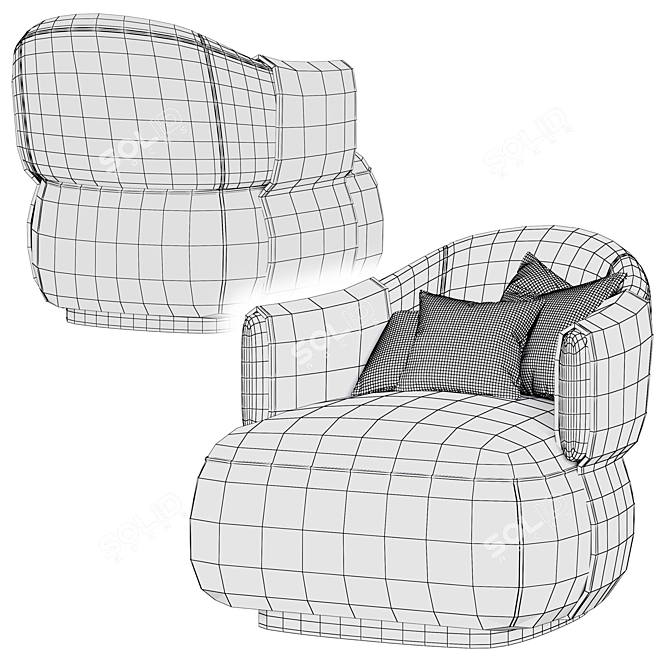 Luxurious Trussardi Larzia Armchair 3D model image 5