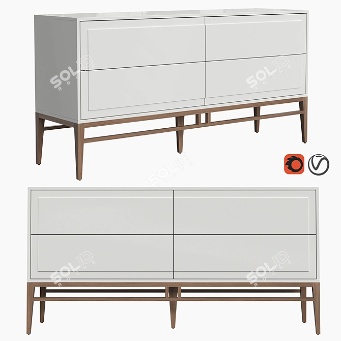 Modern Gray Walnut Sideboard by Angel Cerda 3D model image 1