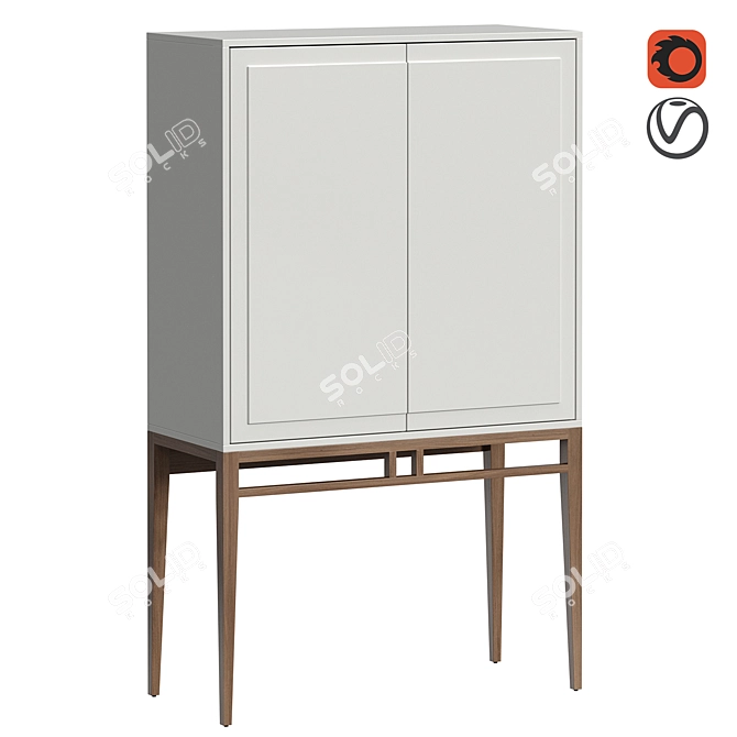 Modern Gray Walnut Display Cabinet - Angel Cerda 3D model image 1