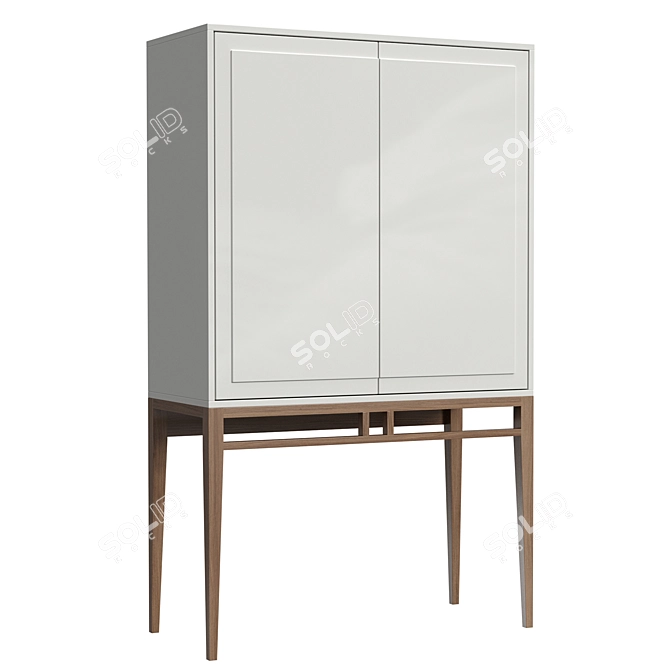 Modern Gray Walnut Display Cabinet - Angel Cerda 3D model image 2