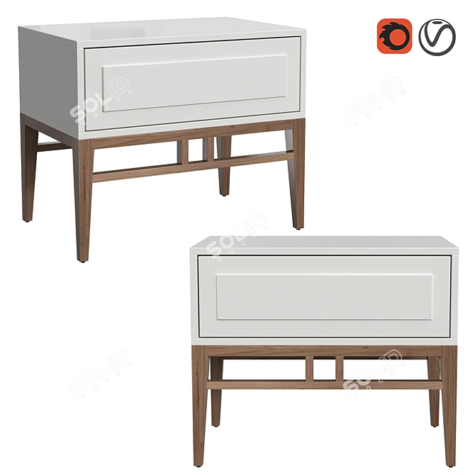 Modern Gray Walnut Nightstand by Angel Cerda 3D model image 1