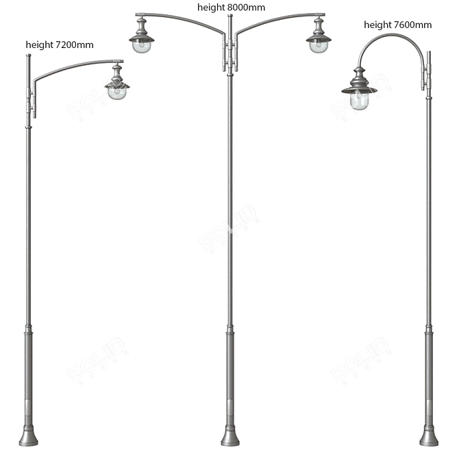 Elevated Street Light - 7,200mm 3D model image 2