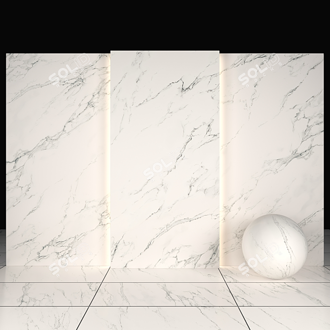 White Statuary Marble: Elegant Textured Tiles 3D model image 1