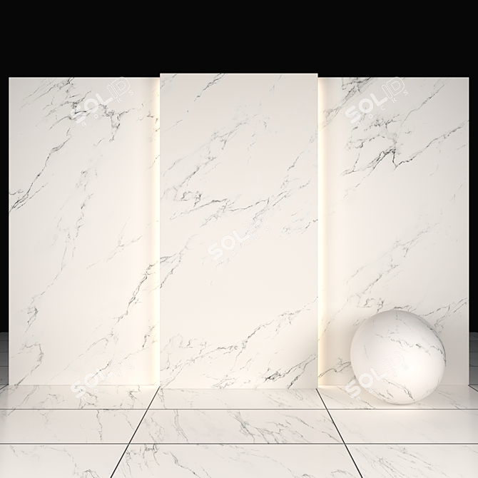 White Statuary Marble: Elegant Textured Tiles 3D model image 2