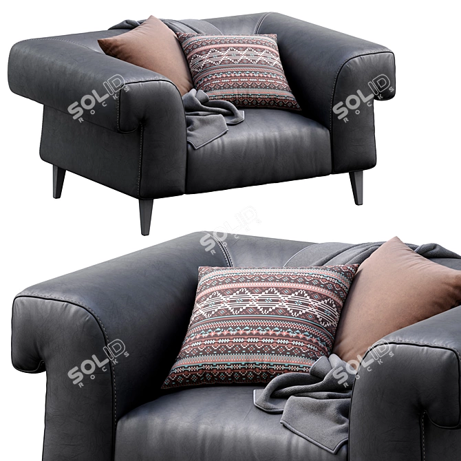 Sleek Leather Soho Armchair 3D model image 1